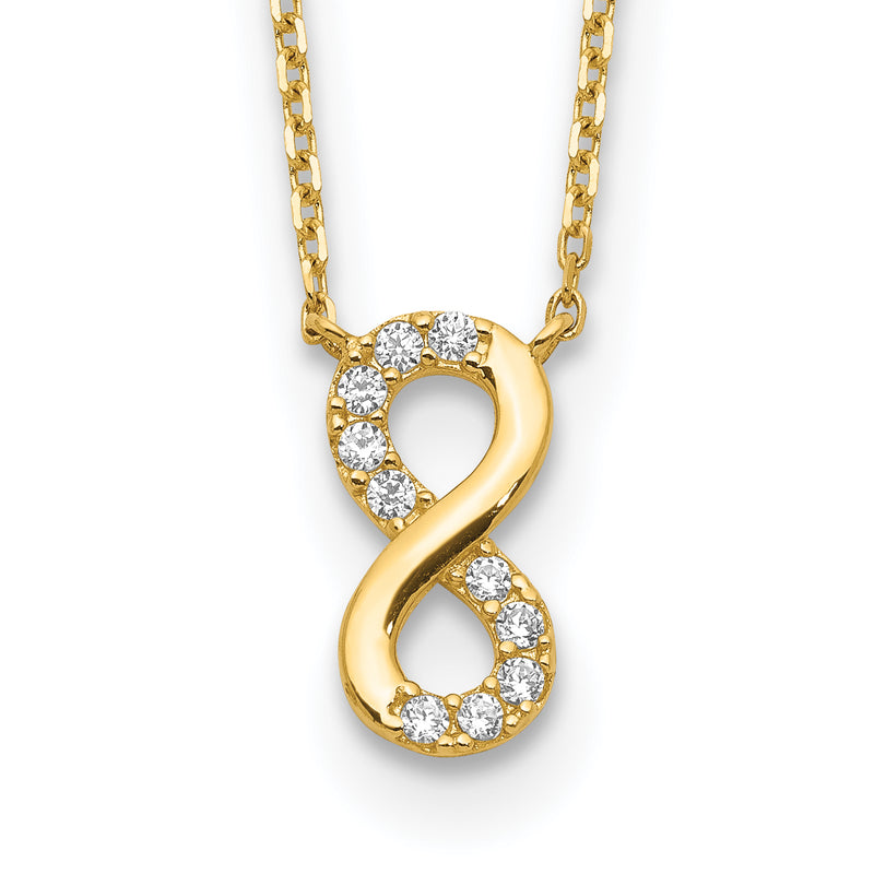 14K Yellow Gold Infinity Symbol Cz With 2In Ext Necklace