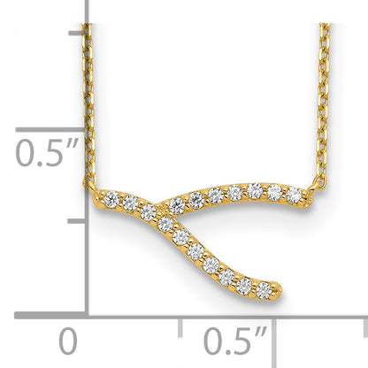 14K Yellow Gold Wishbone Cz With 2In Ext Necklace