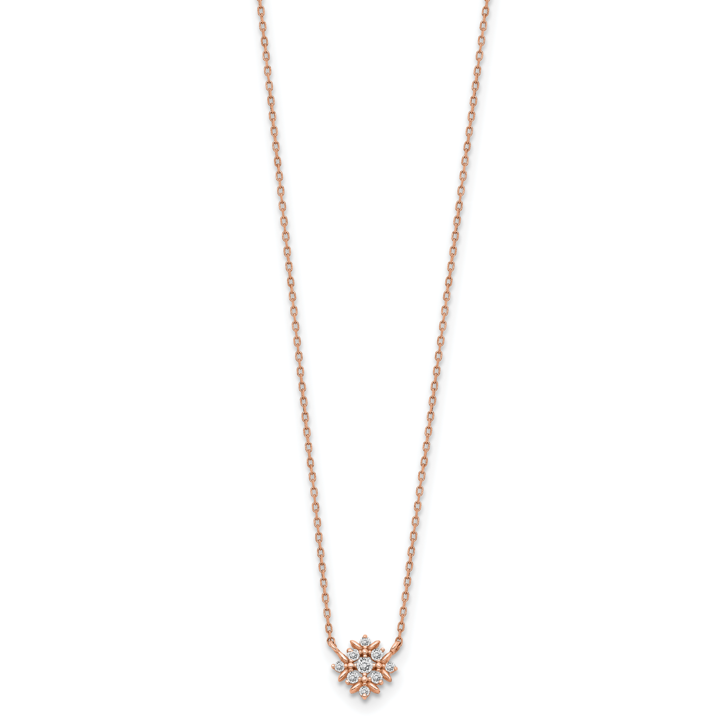 14K Rose Gold Fancy Cz W/1In Ext. Necklace