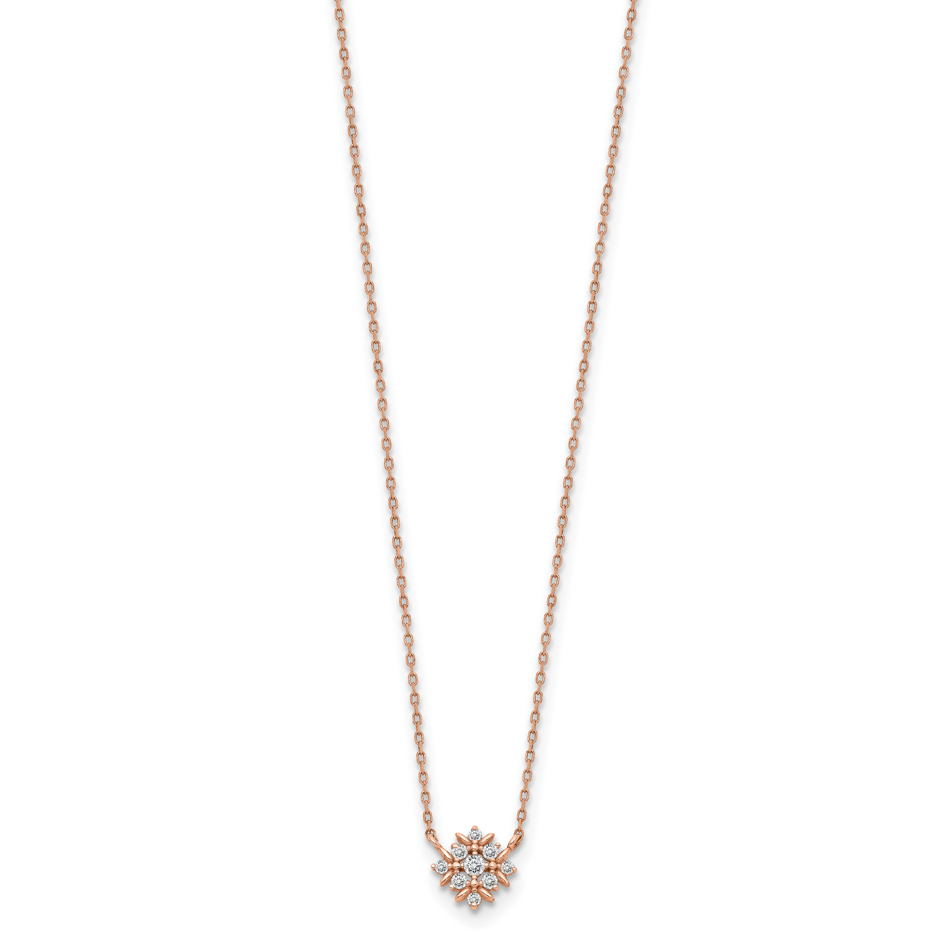 14K Rose Gold Fancy Cz W/1In Ext. Necklace