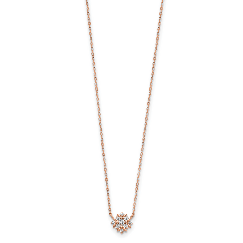 14K Rose Gold Fancy Cz W/1In Ext. Necklace