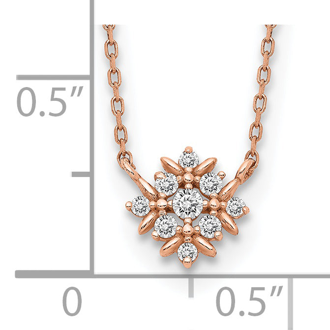 14K Rose Gold Fancy Cz W/1In Ext. Necklace