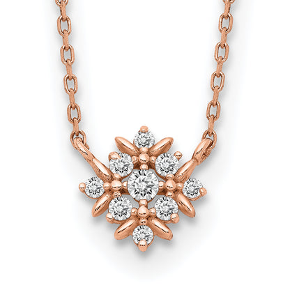 14K Rose Gold Fancy Cz W/1In Ext. Necklace