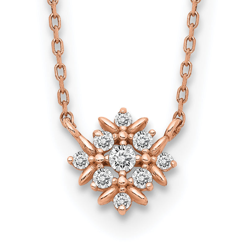 14K Rose Gold Fancy Cz W/1In Ext. Necklace