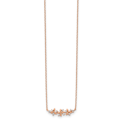 14K Rose Gold Fancy Cz W/ 1In Ext. Necklace