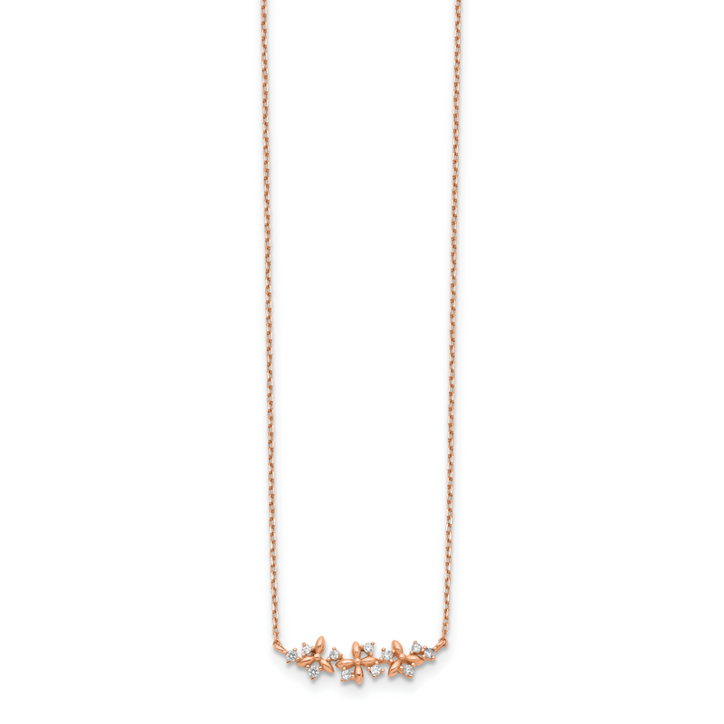 14K Rose Gold Fancy Cz W/ 1In Ext. Necklace