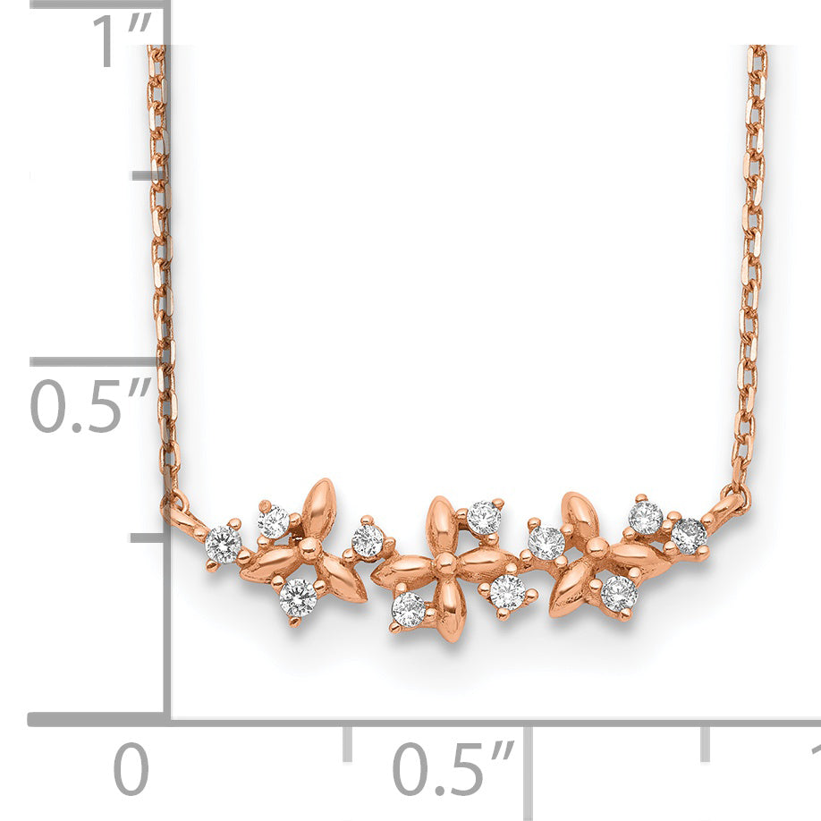 14K Rose Gold Fancy Cz W/ 1In Ext. Necklace