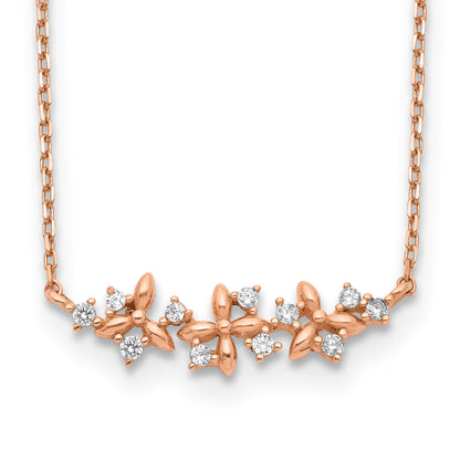 14K Rose Gold Fancy Cz W/ 1In Ext. Necklace
