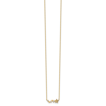 14K Yellow Gold Diamond-Cut Star Cz With 2In Ext Necklace