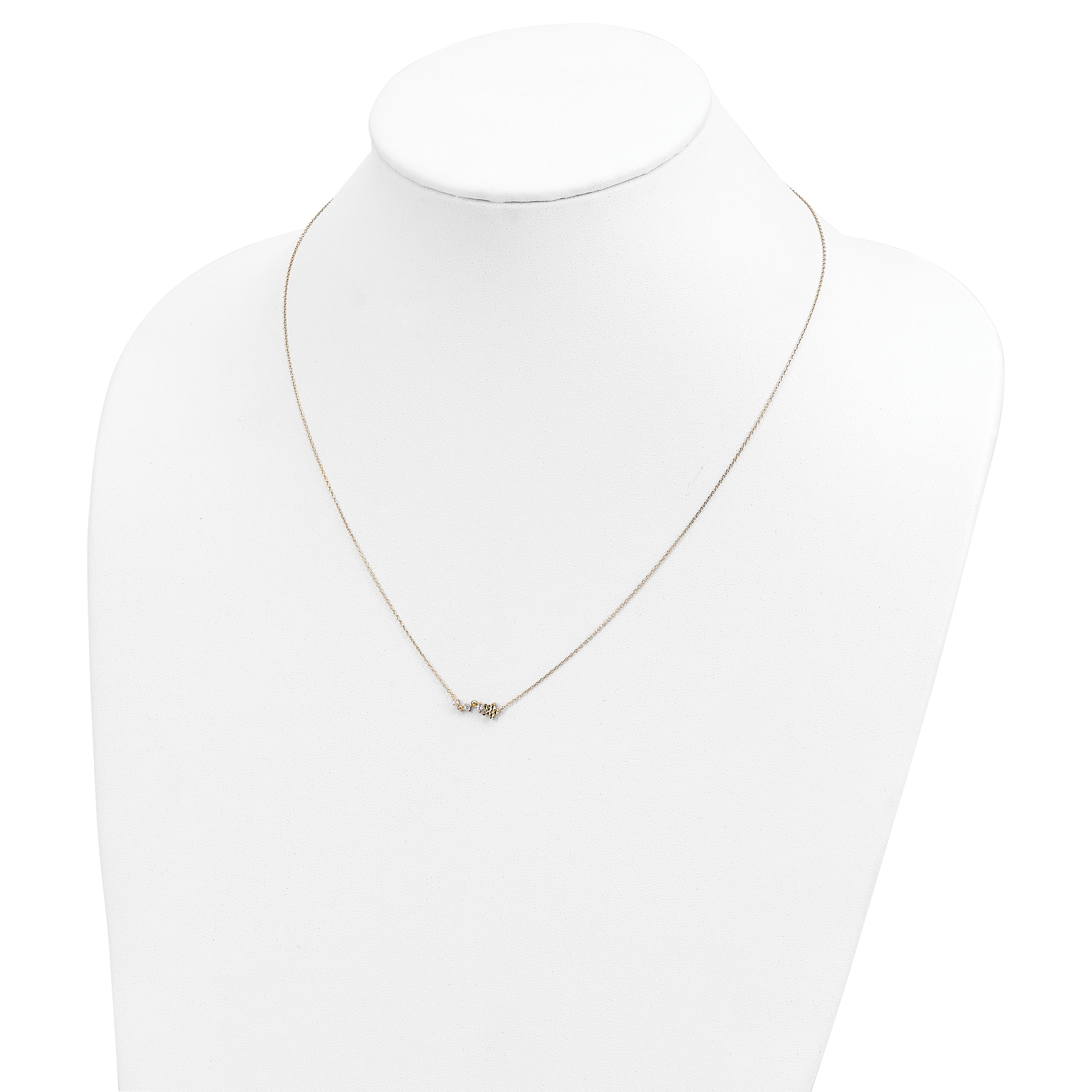 14K Yellow Gold Diamond-Cut Star Cz With 2In Ext Necklace