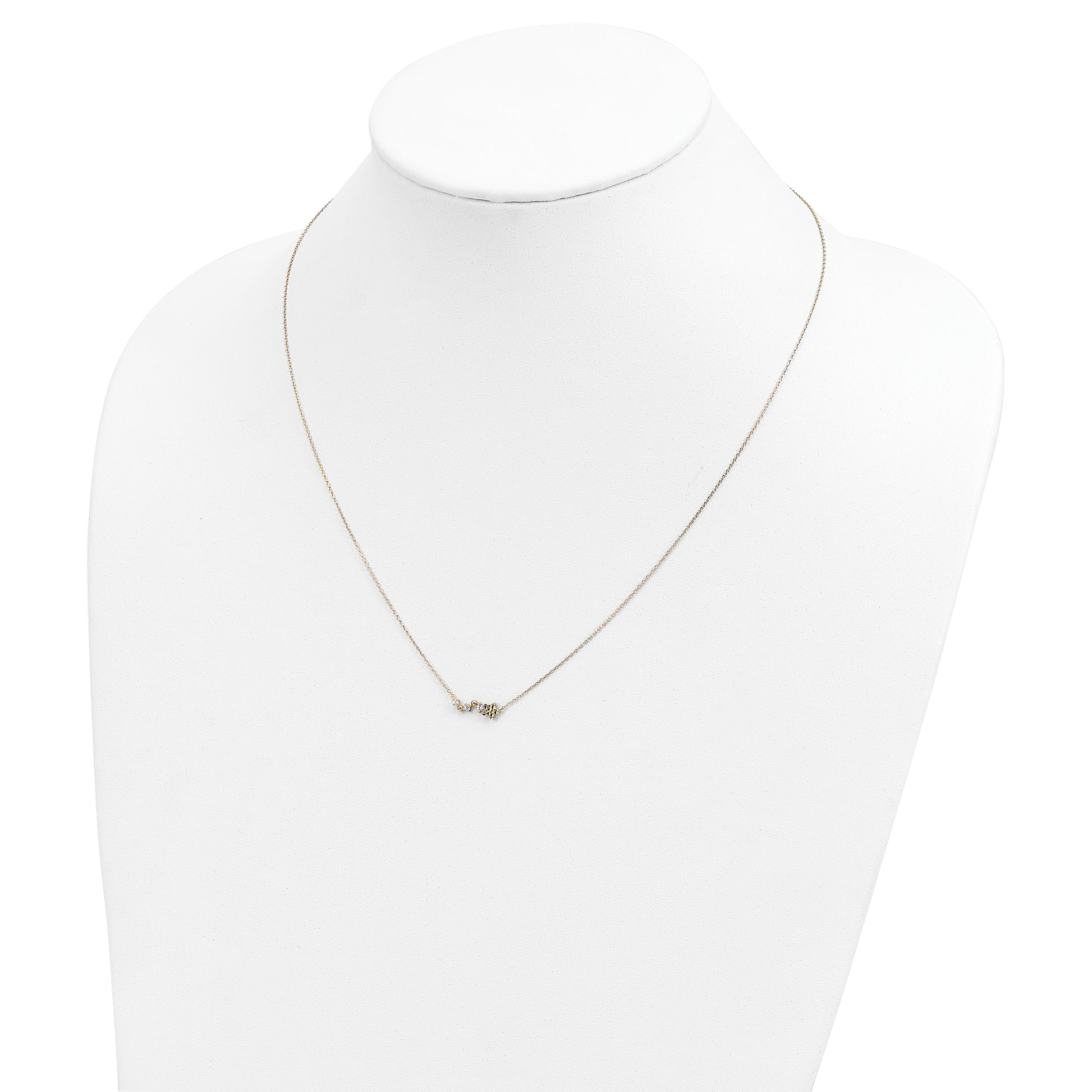 14K Yellow Gold Diamond-Cut Star Cz With 2In Ext Necklace