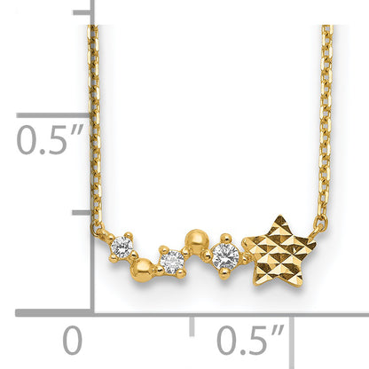 14K Yellow Gold Diamond-Cut Star Cz With 2In Ext Necklace