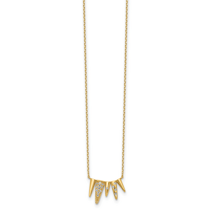 14K Yellow Gold Decorated Triangles Cz With 2In Ext Necklace