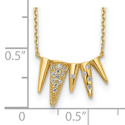 14K Yellow Gold Decorated Triangles Cz With 2In Ext Necklace