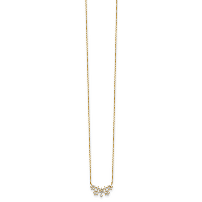 14K Yellow Gold Cz Cluster With 2In Ext Necklace