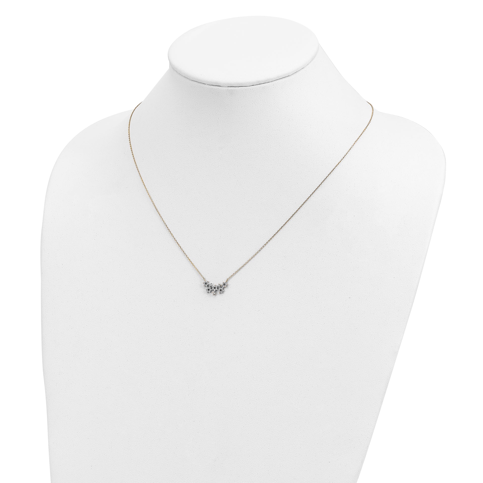 14K Yellow Gold Cz Cluster With 2In Ext Necklace