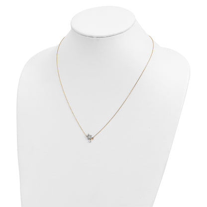 14K Yellow Gold Stars Cz Dangle With 2In Ext Necklace