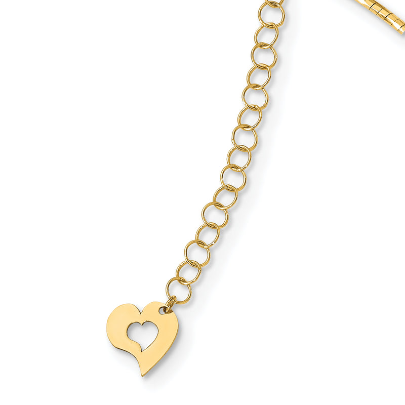 14K Yellow Gold Polished W/2In. Ext. Round Twisted Omega Necklace