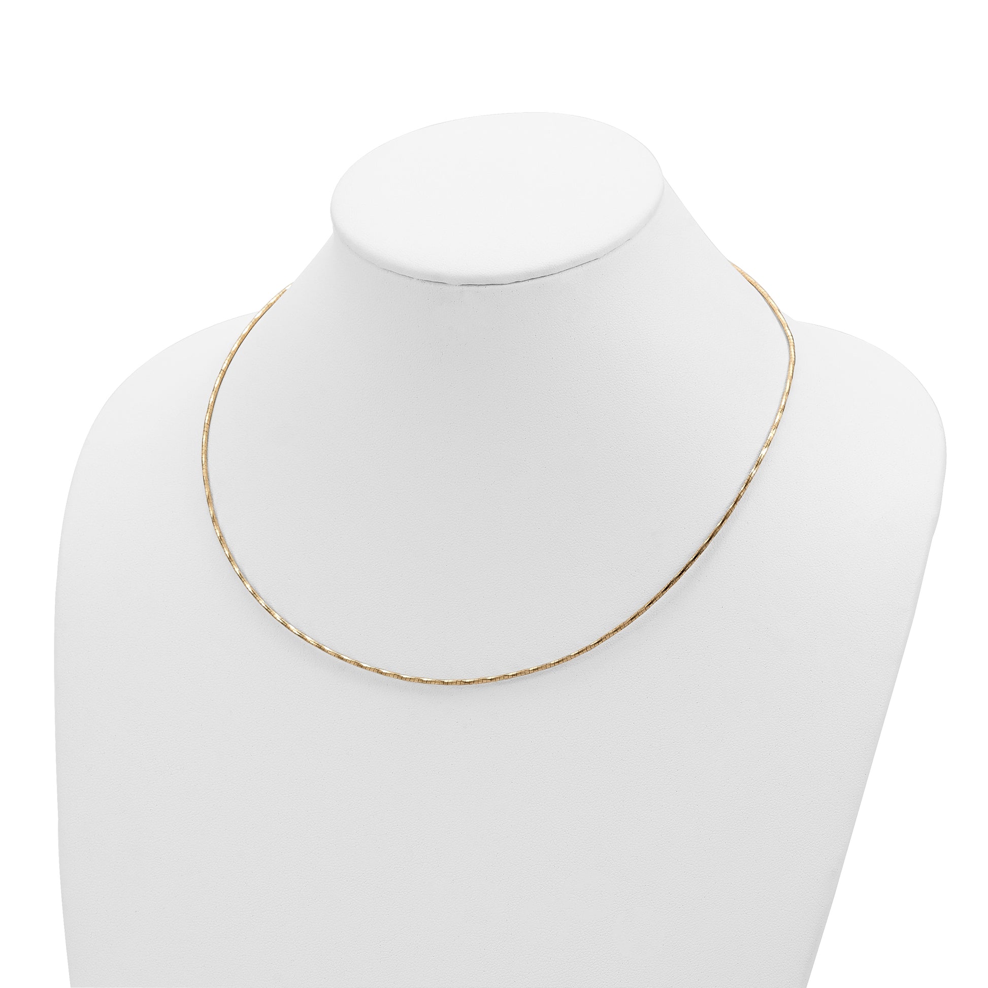 14K Yellow Gold Polished W/2In. Ext. Round Twisted Omega Necklace