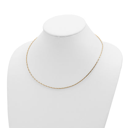 14K Yellow Gold Polished W/2In. Ext. Round Twisted Omega Necklace