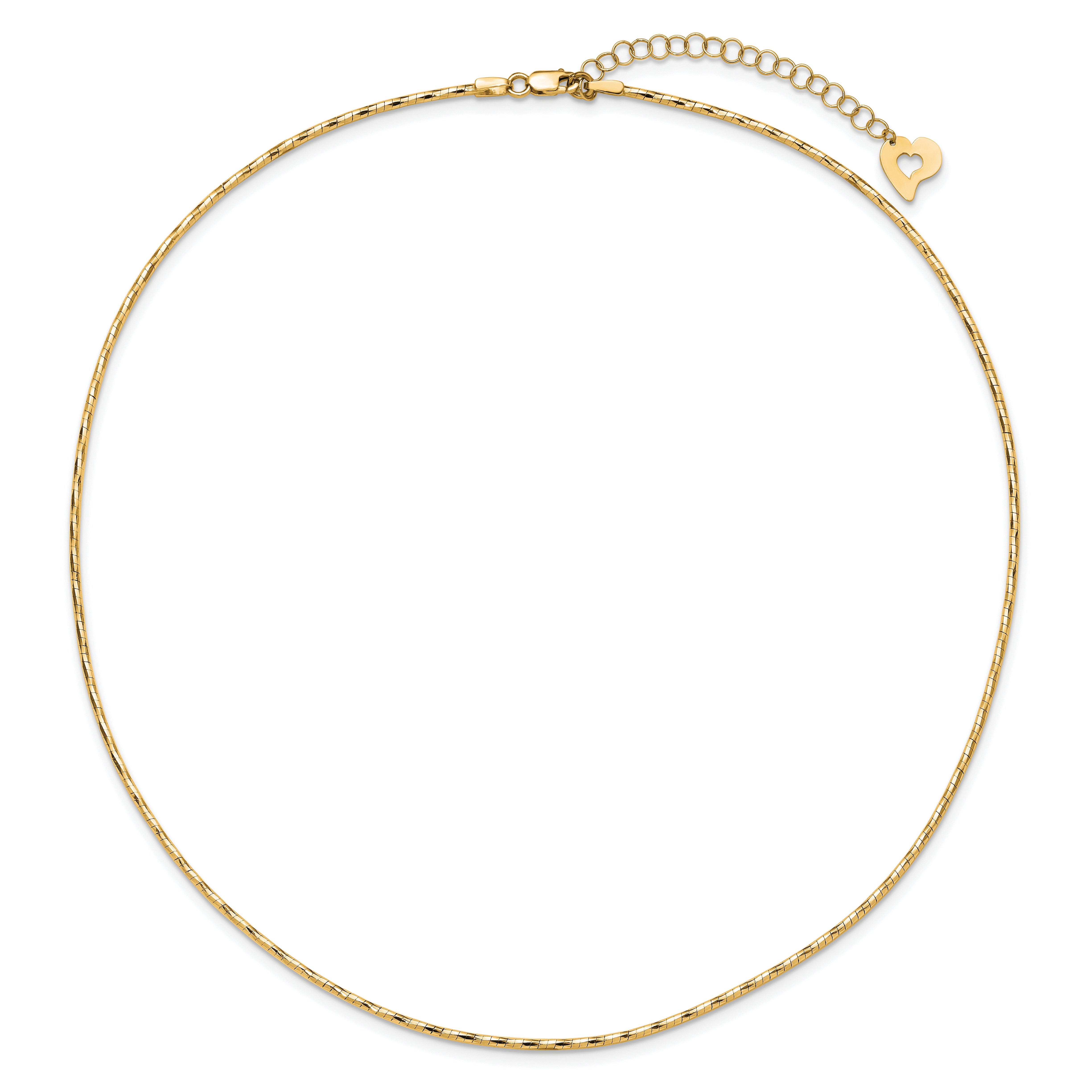 14K Yellow Gold Polished W/2In. Ext. Round Twisted Omega Necklace