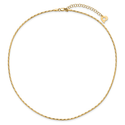 14K Yellow Gold Polished W/2In. Ext. Round Twisted Omega Necklace