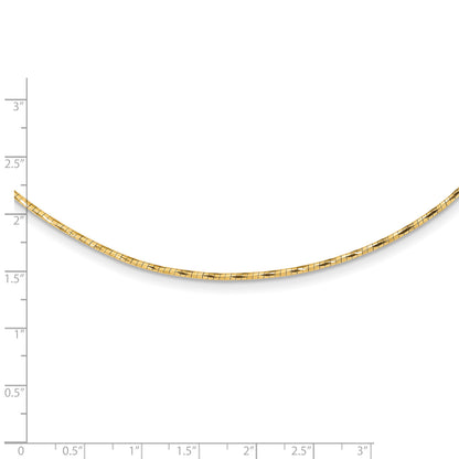 14K Yellow Gold Polished W/2In. Ext. Round Twisted Omega Necklace