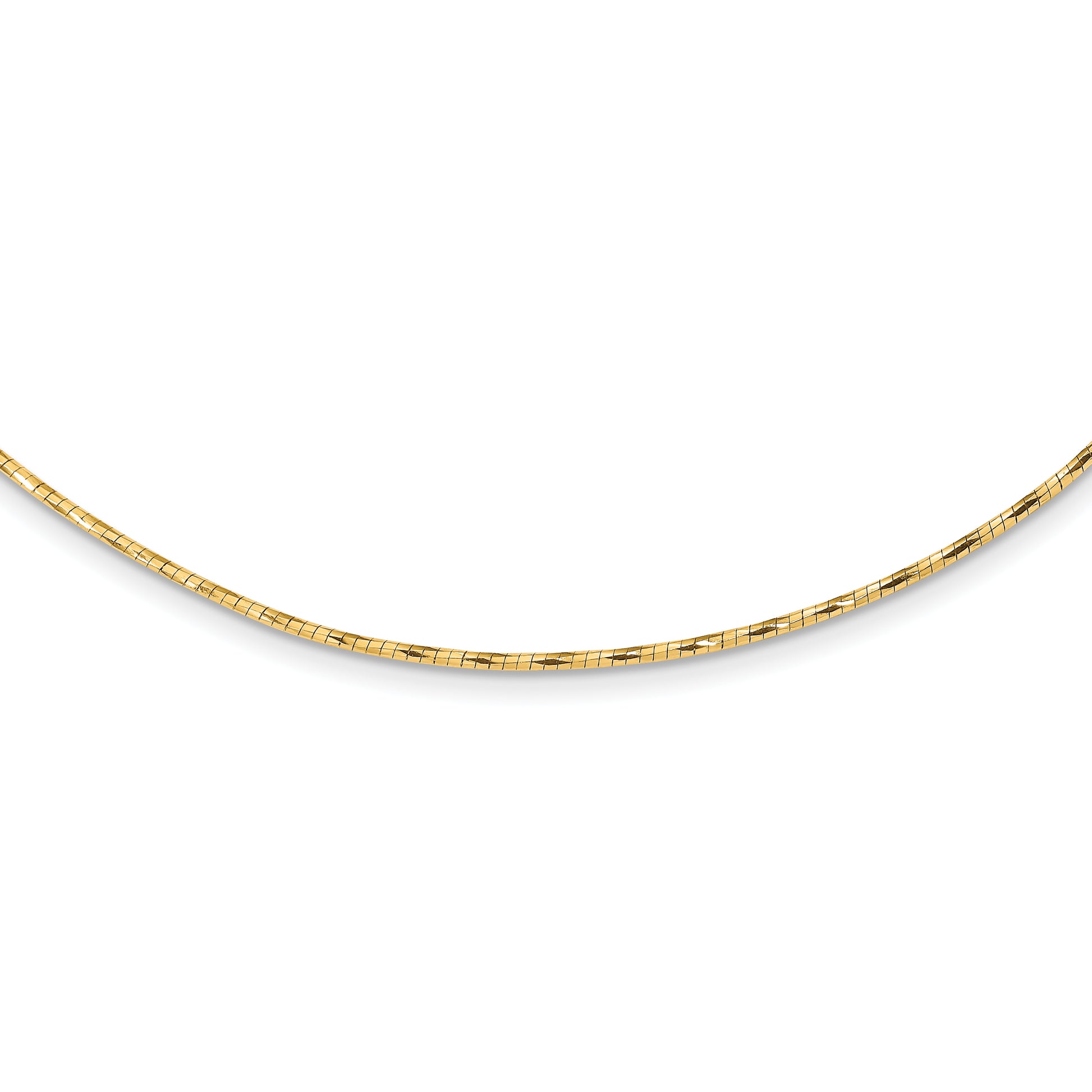14K Yellow Gold Polished W/2In. Ext. Round Twisted Omega Necklace