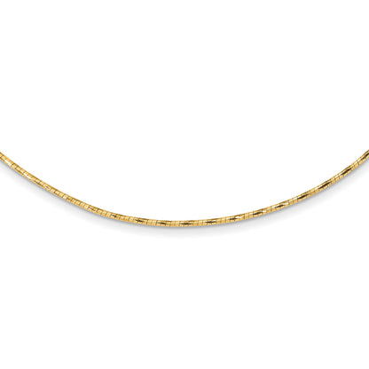 14K Yellow Gold Polished W/2In. Ext. Round Twisted Omega Necklace