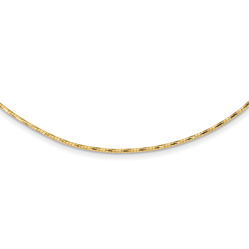 14K Yellow Gold Polished W/2In. Ext. Round Twisted Omega Necklace
