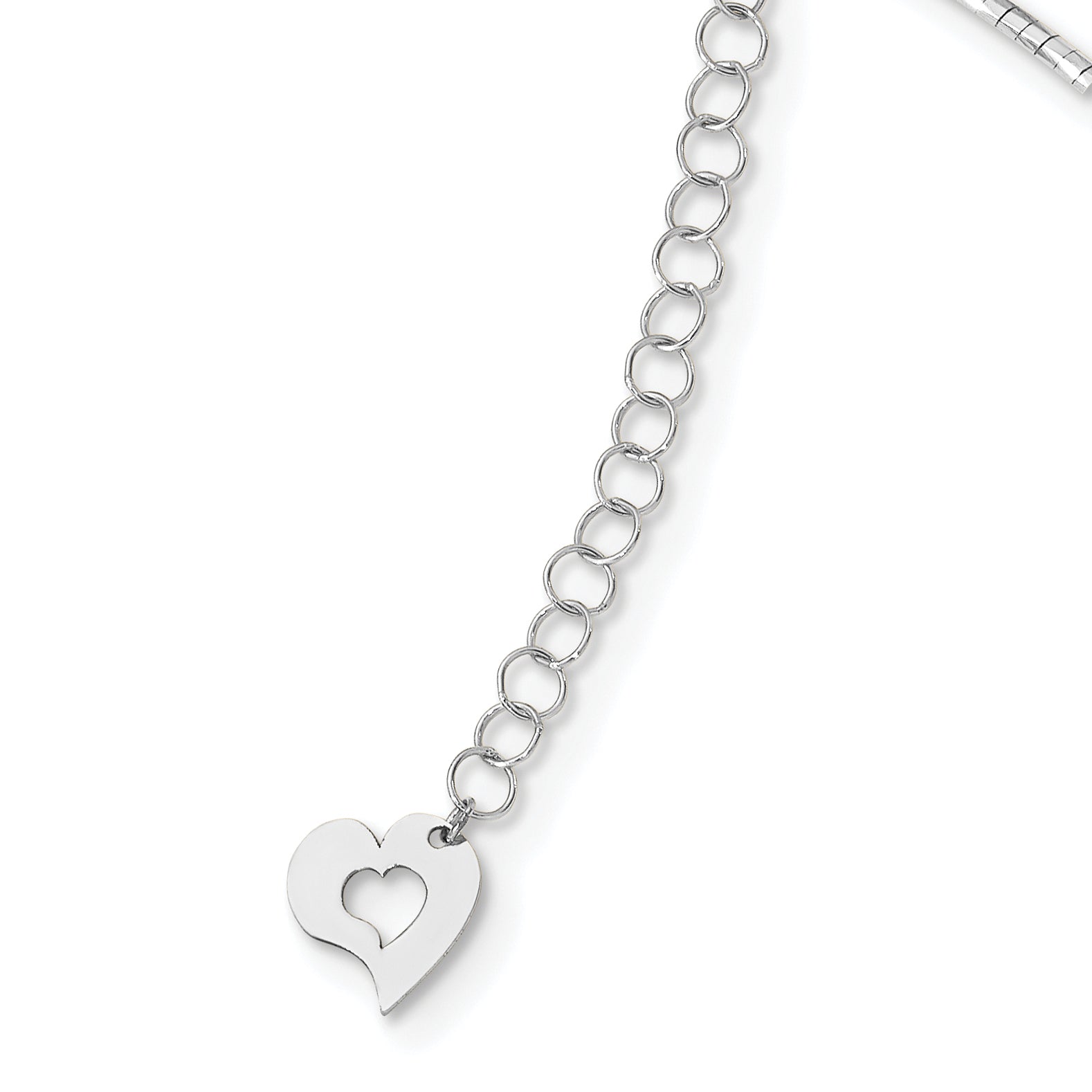 14K White Gold Polished W/2In. Ext. Round Twisted Omega Necklace