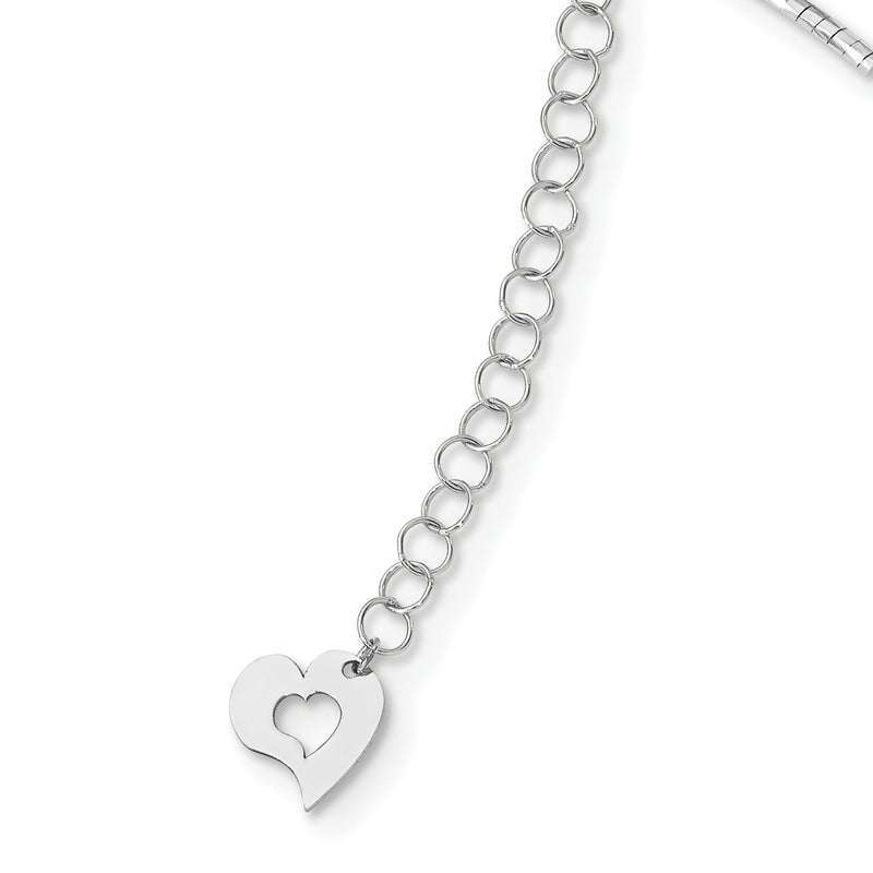 14K White Gold Polished W/2In. Ext. Round Twisted Omega Necklace