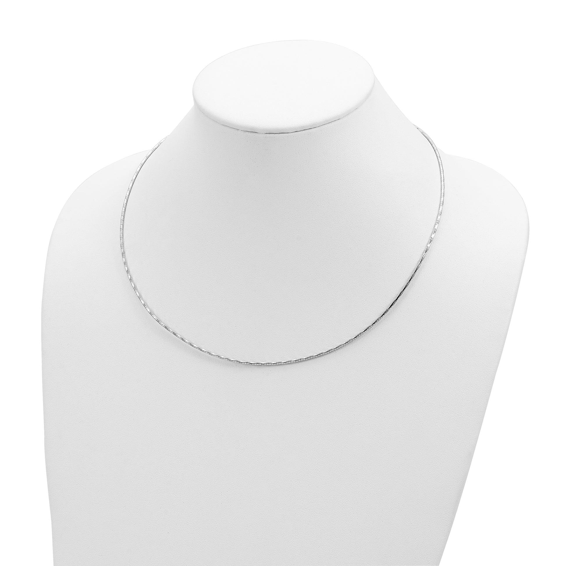 14K White Gold Polished W/2In. Ext. Round Twisted Omega Necklace