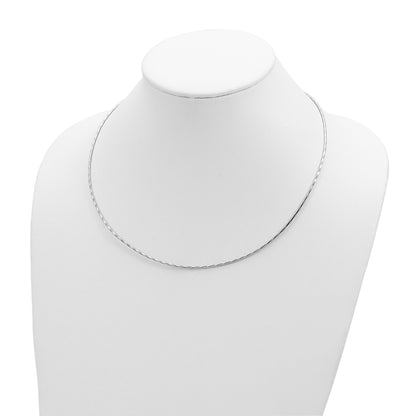 14K White Gold Polished W/2In. Ext. Round Twisted Omega Necklace