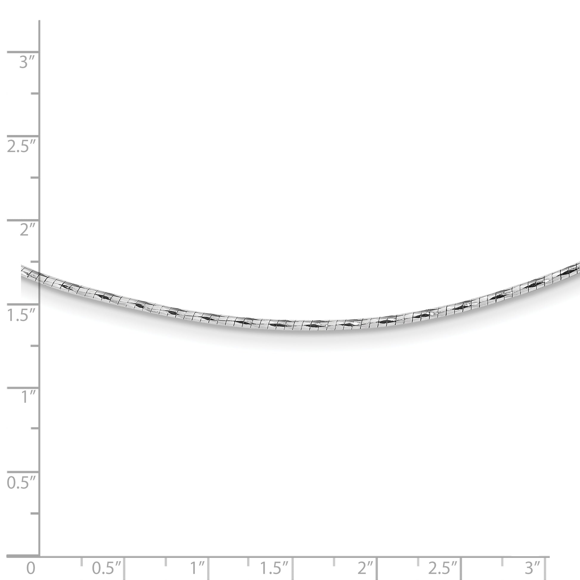 14K White Gold Polished W/2In. Ext. Round Twisted Omega Necklace