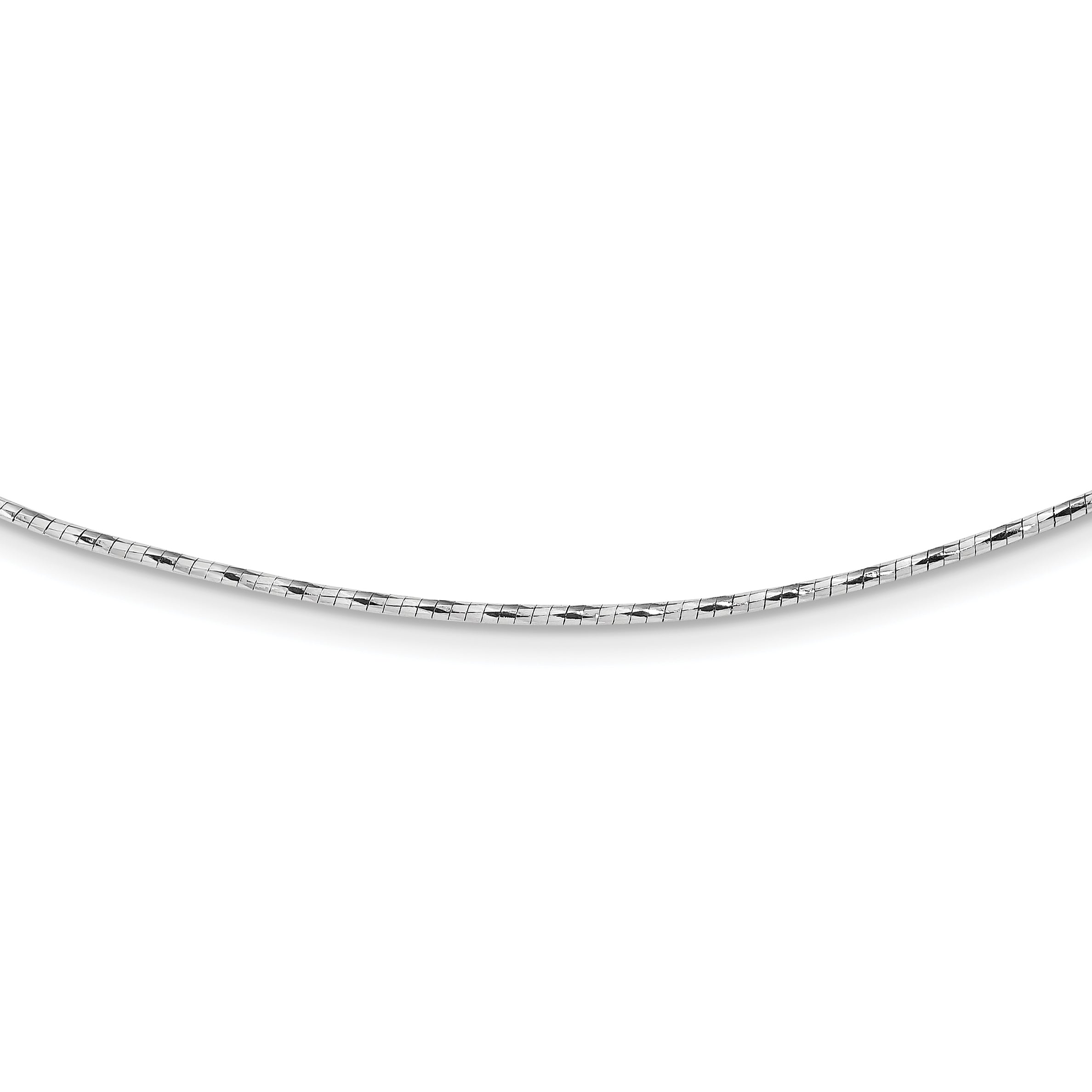 14K White Gold Polished W/2In. Ext. Round Twisted Omega Necklace