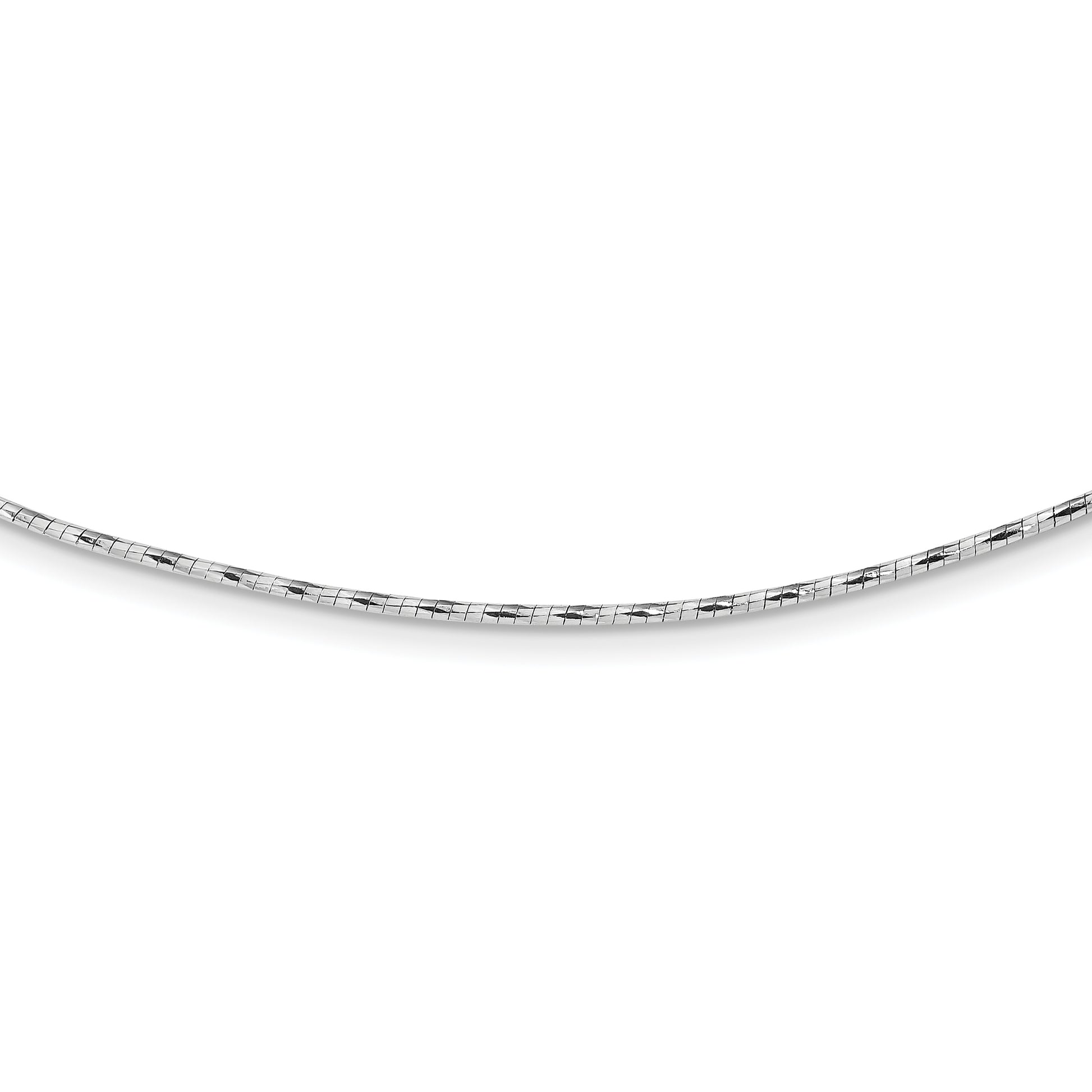 14K White Gold Polished W/2In. Ext. Round Twisted Omega Necklace