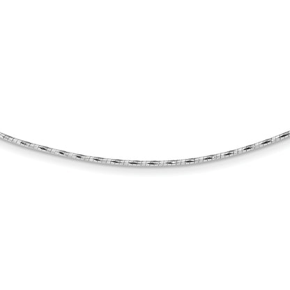 14K White Gold Polished W/2In. Ext. Round Twisted Omega Necklace