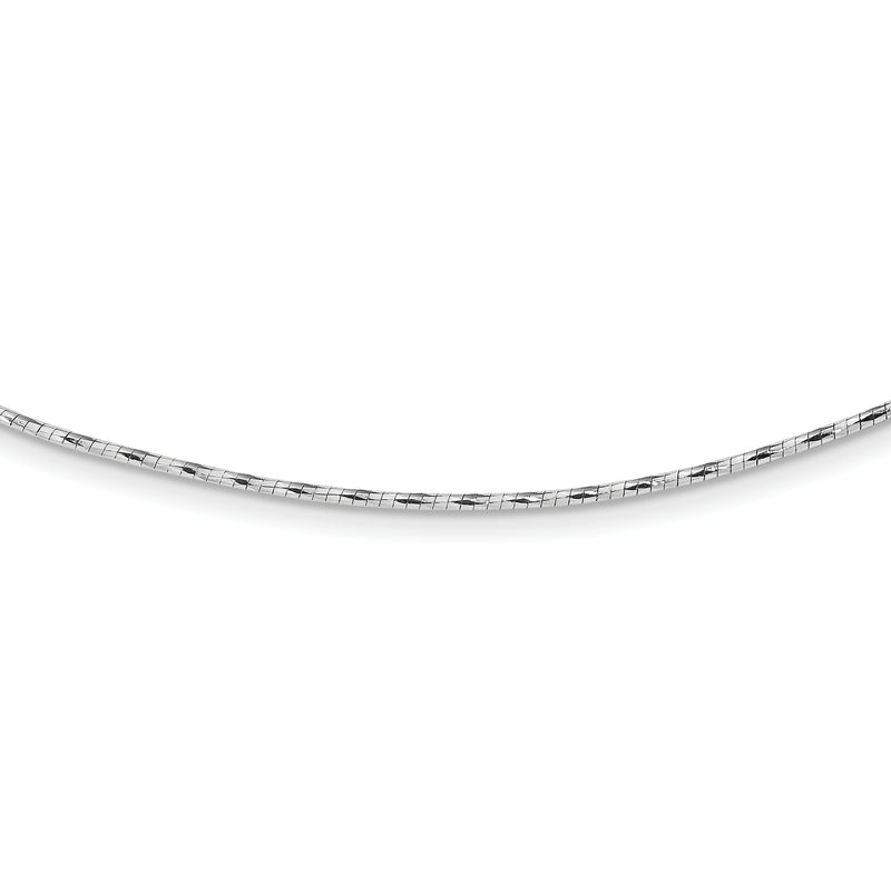 14K White Gold Polished W/2In. Ext. Round Twisted Omega Necklace