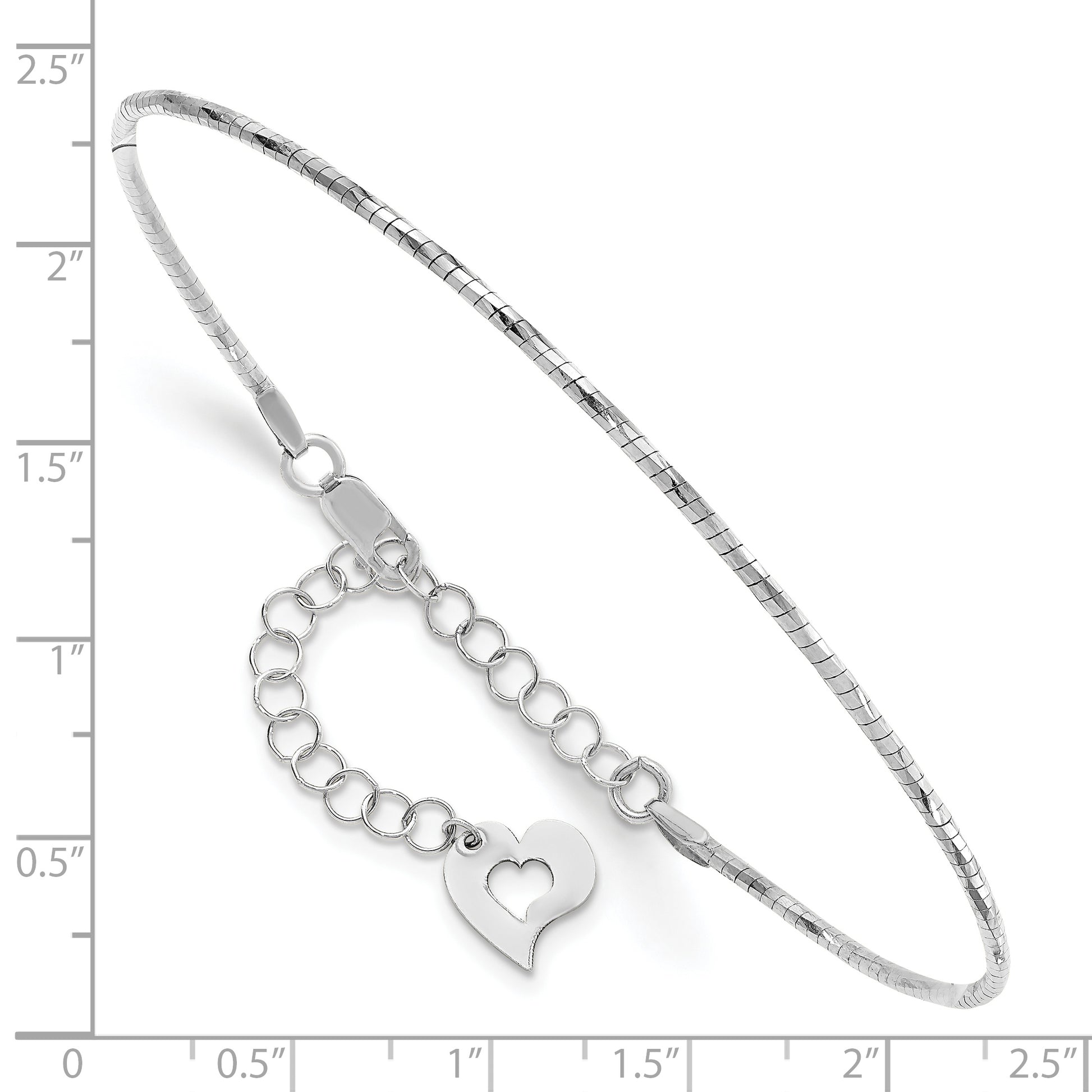7.5 Inch 14K White Polished W/2In. Ext. Round Twisted Omega Bracelet