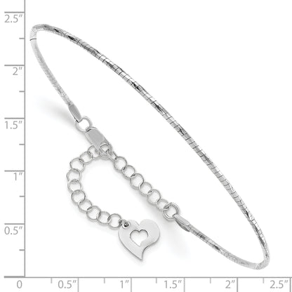 7.5 Inch 14K White Polished W/2In. Ext. Round Twisted Omega Bracelet