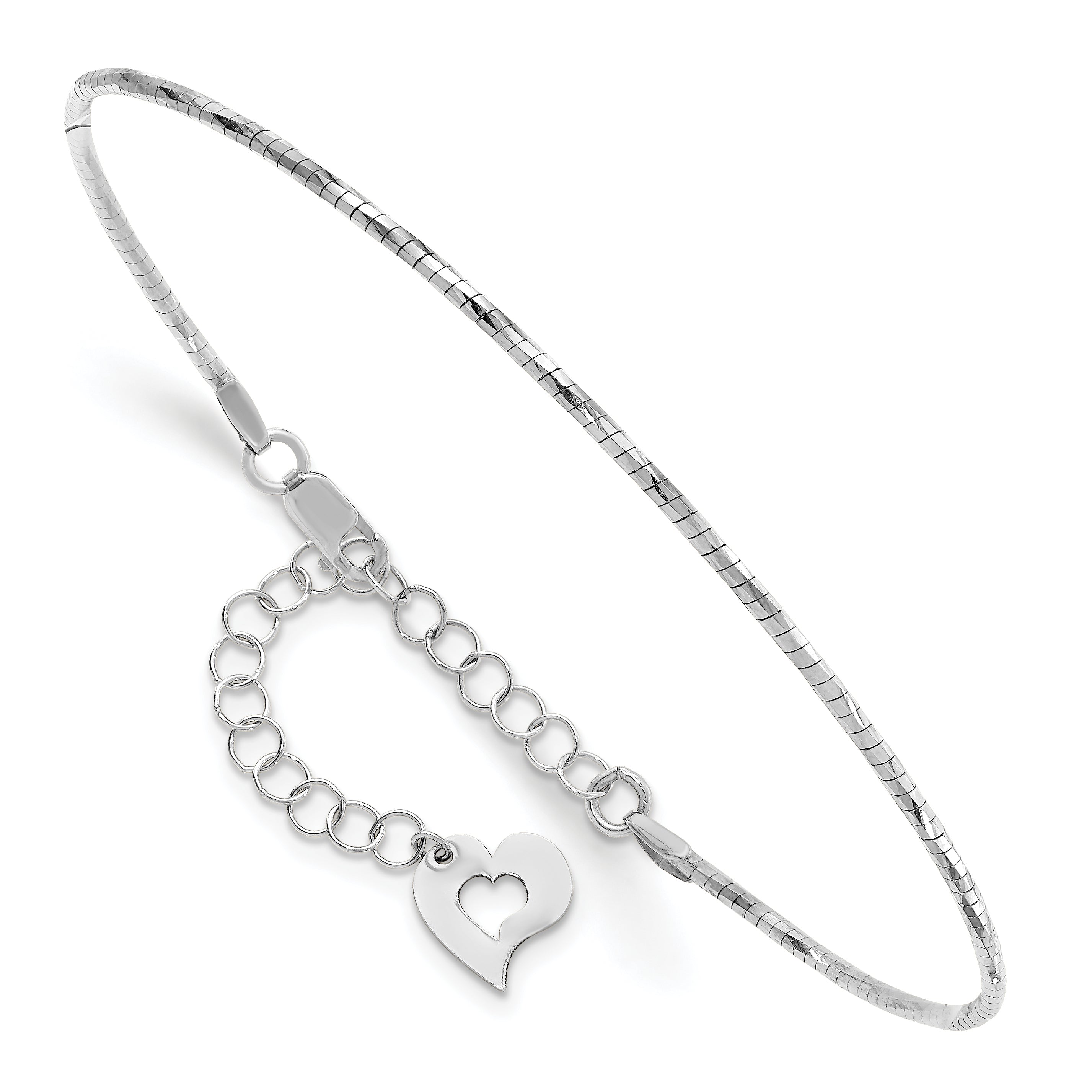 7.5 Inch 14K White Polished W/2In. Ext. Round Twisted Omega Bracelet