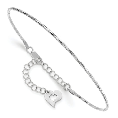 7.5 Inch 14K White Polished W/2In. Ext. Round Twisted Omega Bracelet