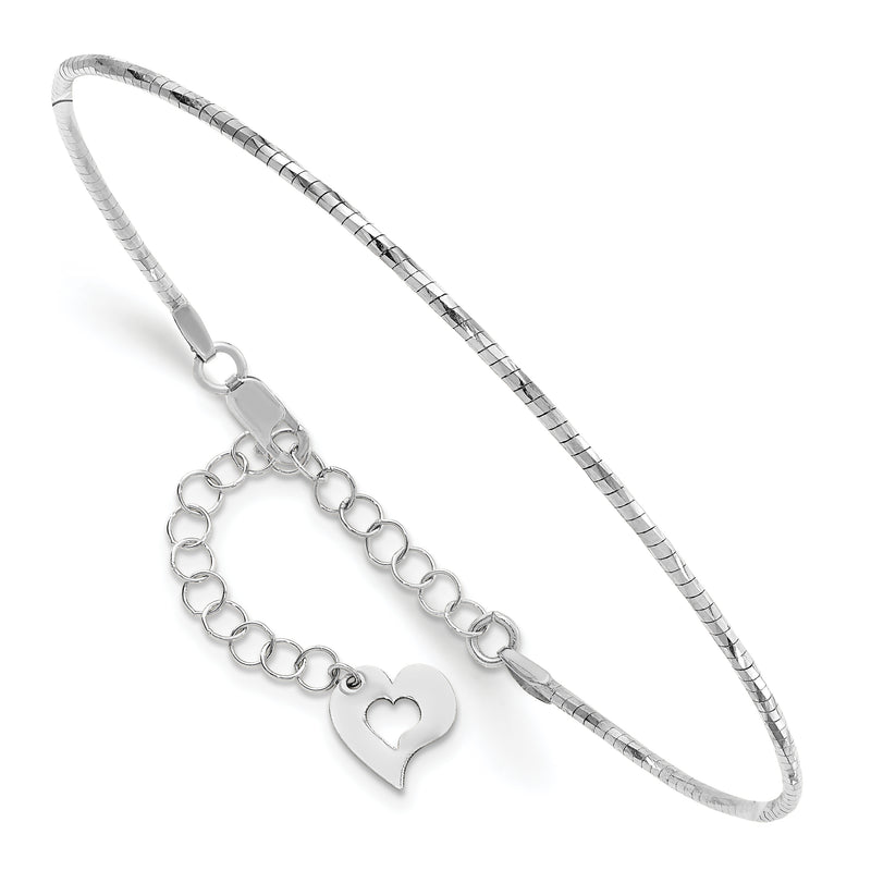 7.5 Inch 14K White Polished W/2In. Ext. Round Twisted Omega Bracelet