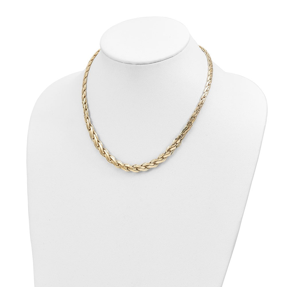 14K Yellow Gold Polished Graduated Fancy Link 18In Necklace