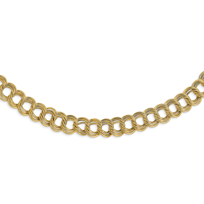 14K Yellow Gold Polished Fancy Triple Link Necklace