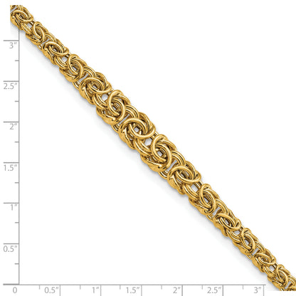 7.25 Inch 14K Graduated Byzantine Bracelet