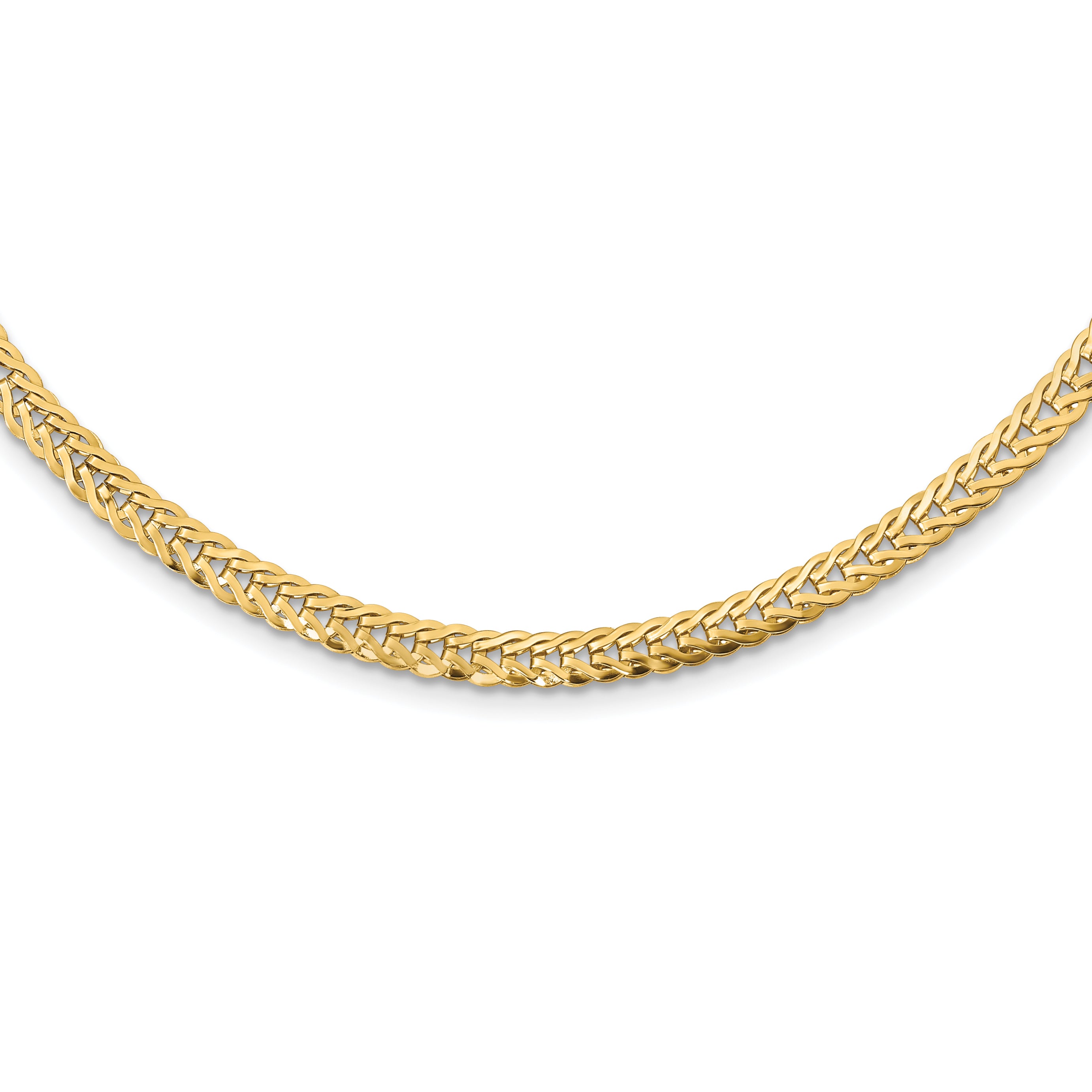 14K Yellow Gold Polished Fancy Link 17In Necklace