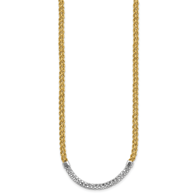 14K Yellow & Rhodium White D/C Twisted Fancy Necklace