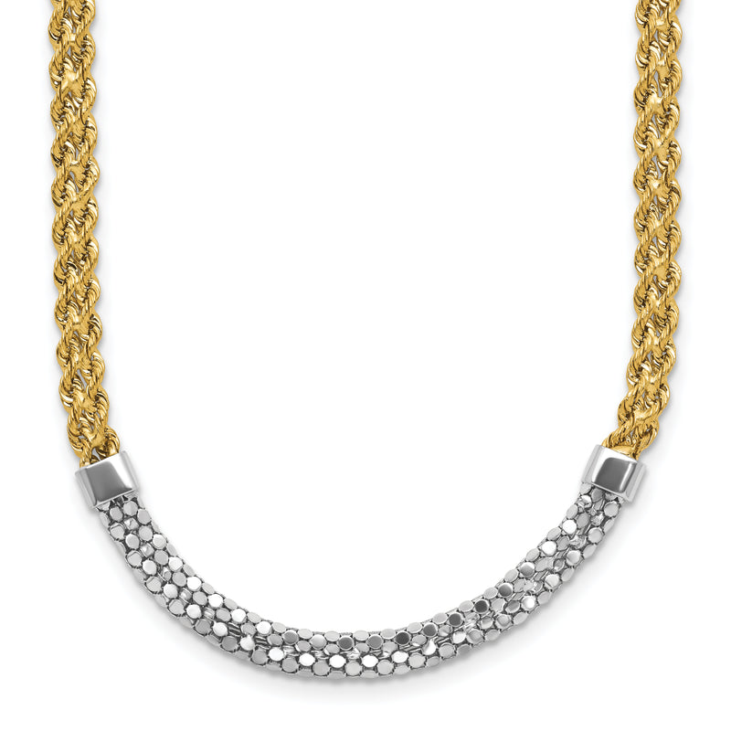 14K Yellow & Rhodium White D/C Twisted Fancy Necklace